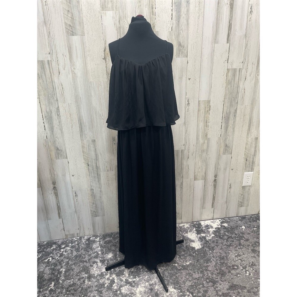 Dani Collection Maxi Dress Womens M Black spaghetti strap Crisscross Back